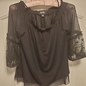Black Lace Arm Blouse